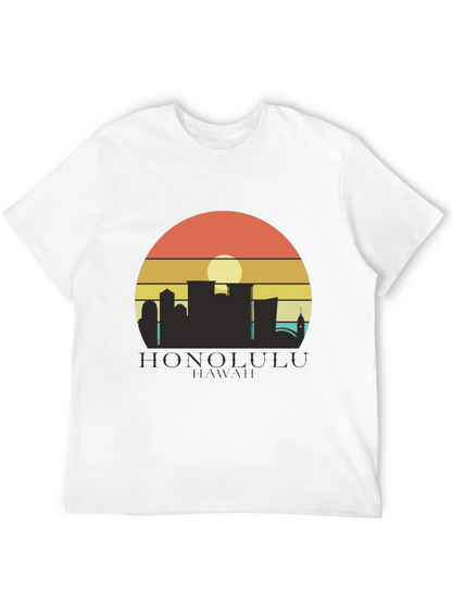 Camiseta Negra Honolulu Hawaii Sunset