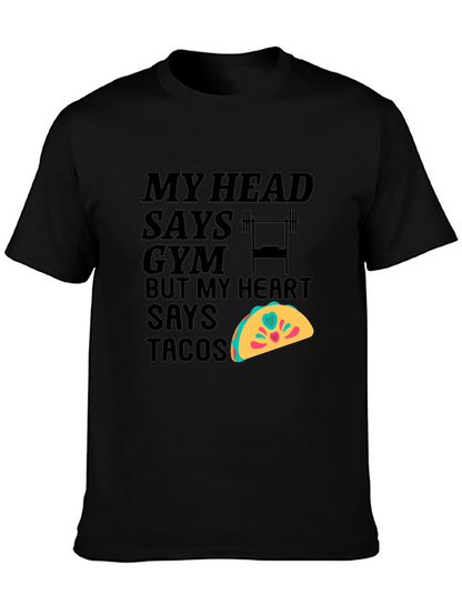 Camiseta Negra: Gym vs Tacos Divertida