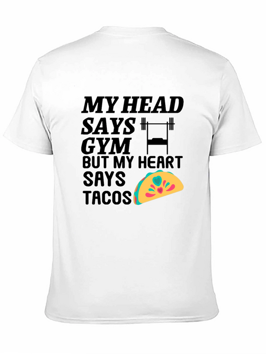 Camiseta Negra: Gym vs Tacos Divertida