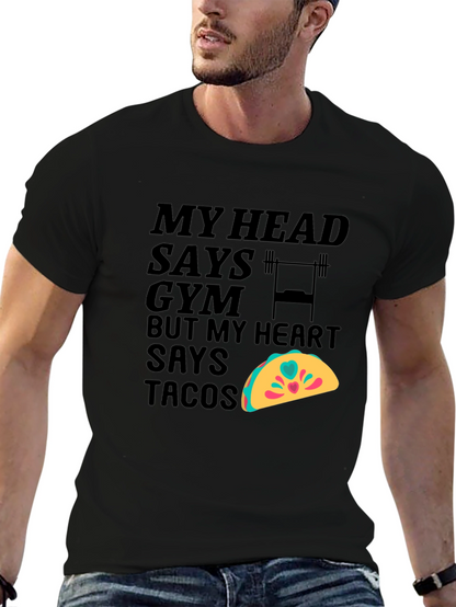 Camiseta Negra: Gym vs Tacos Divertida