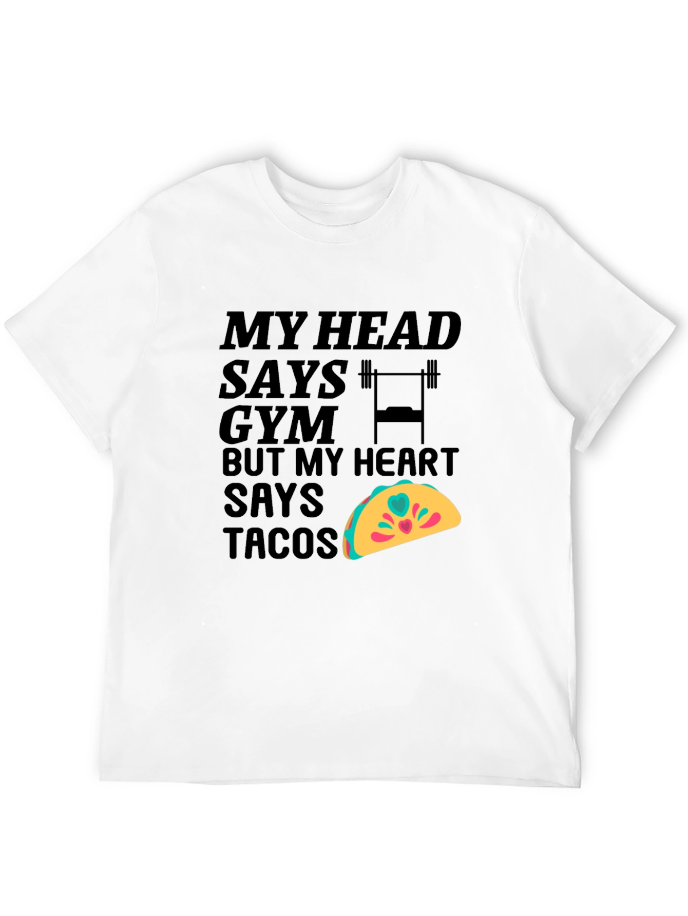 Camiseta Negra: Gym vs Tacos Divertida