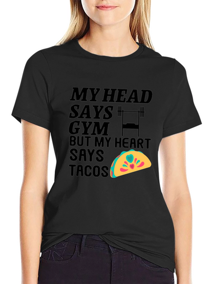 Camiseta Negra: Gym vs Tacos Divertida