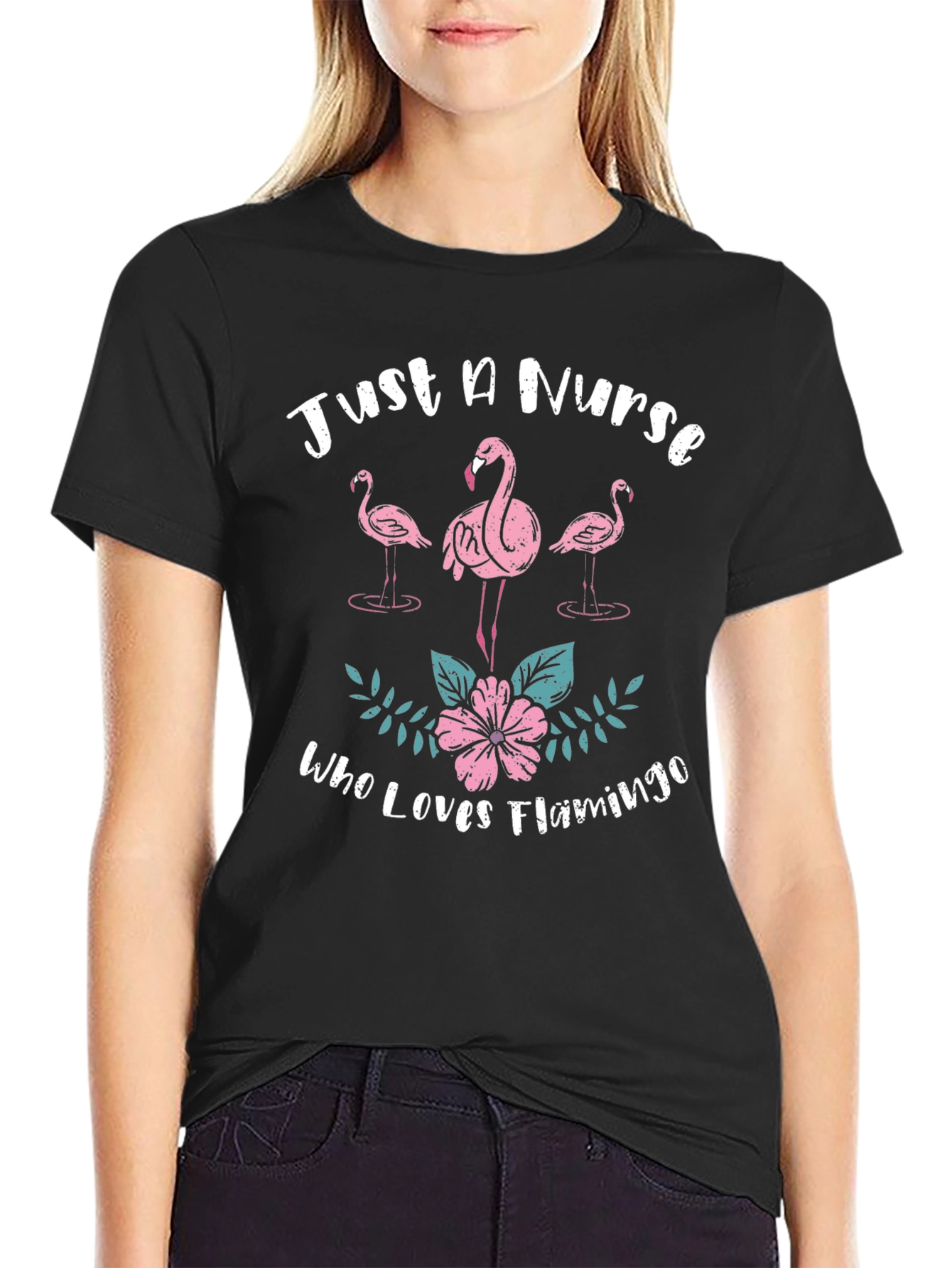Camiseta Negra Solo Una Enfermera Que Ama Los Flamencos