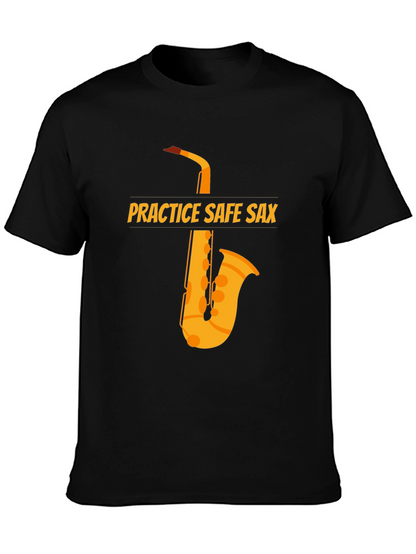 Camiseta Negra Practice Safe Sax