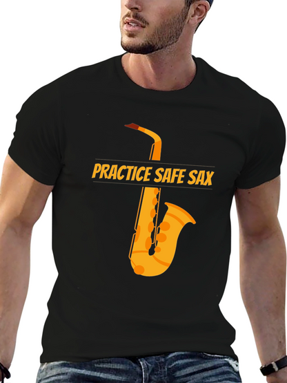 Camiseta Negra Practice Safe Sax
