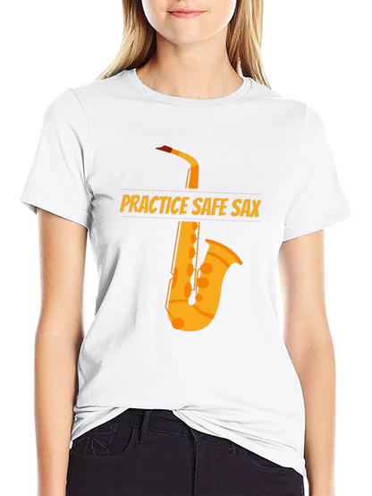 Camiseta Negra Practice Safe Sax