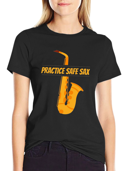 Camiseta Negra Practice Safe Sax