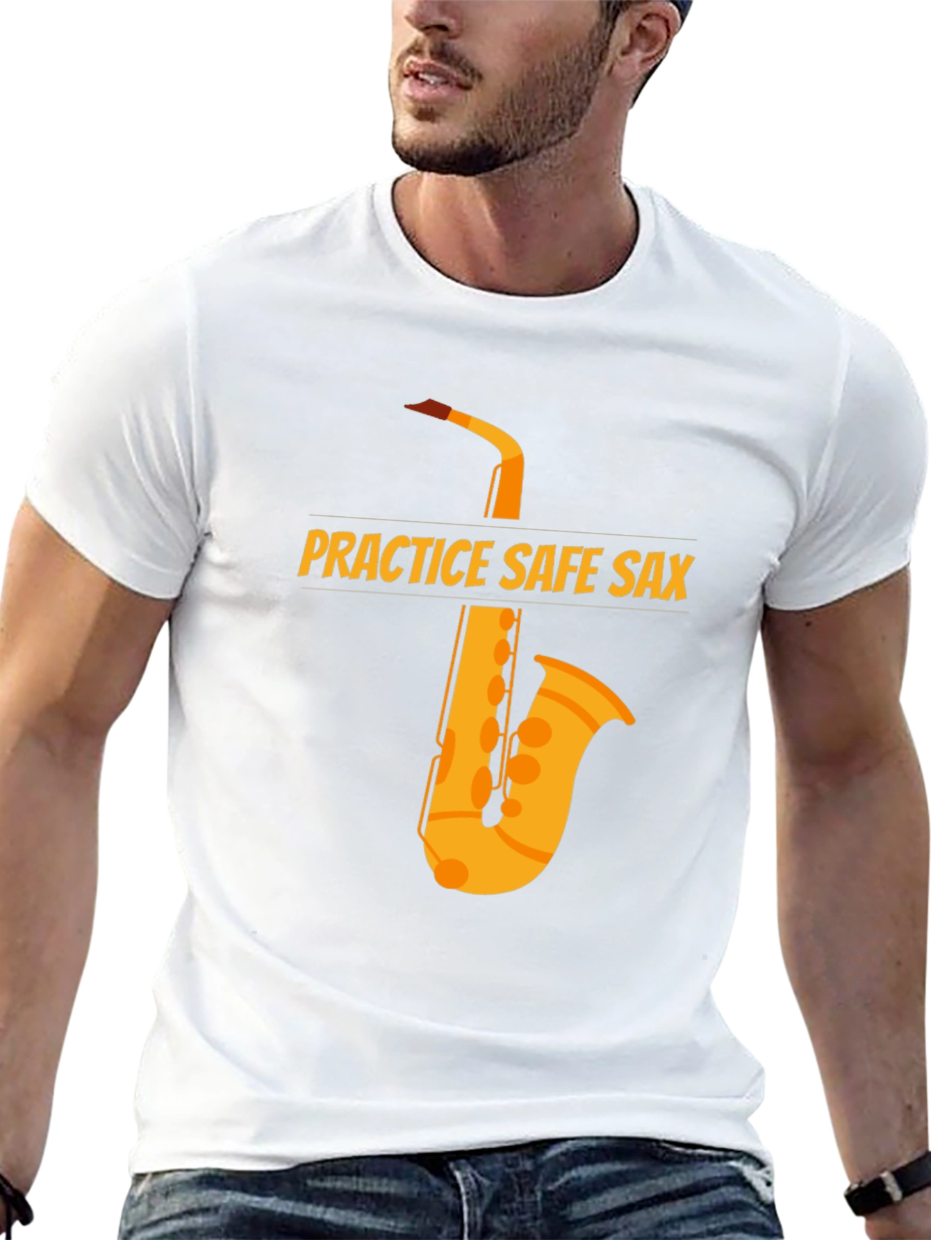 Camiseta Negra Practice Safe Sax