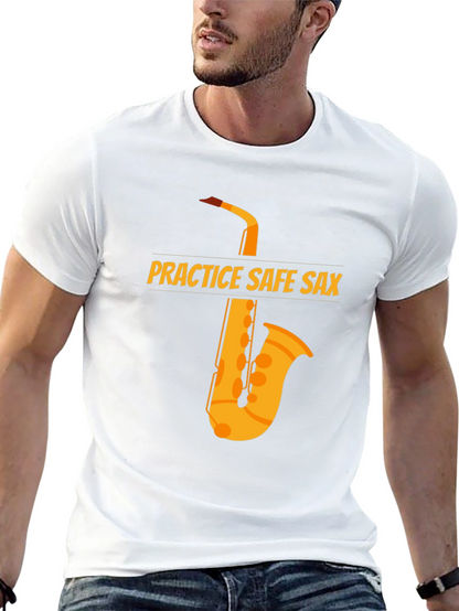 Camiseta Negra Practice Safe Sax