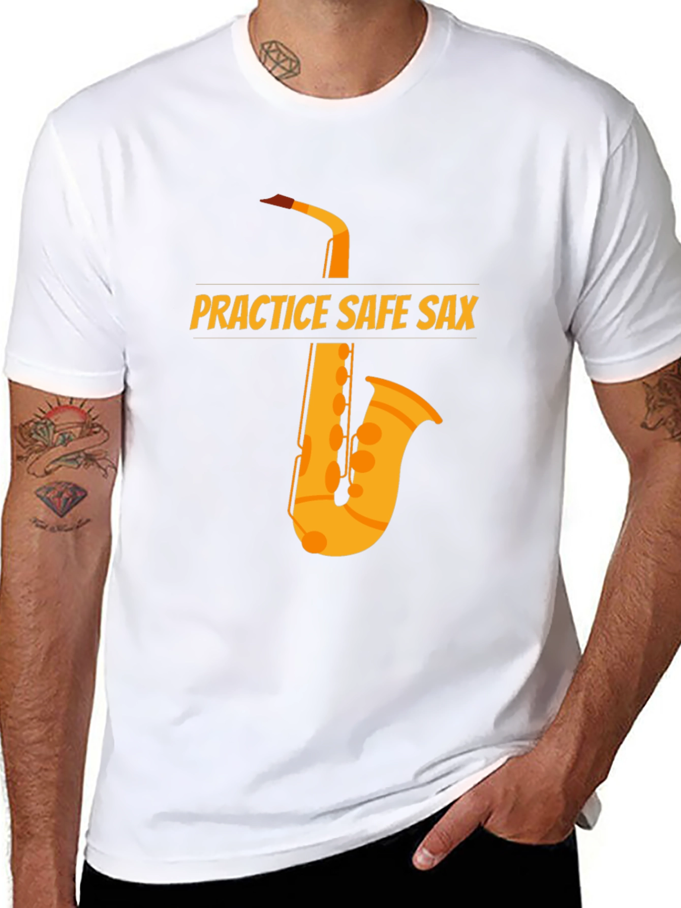 Camiseta Negra Practice Safe Sax