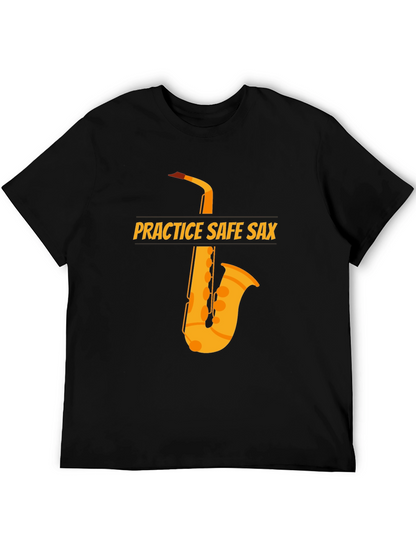 Camiseta Negra Practice Safe Sax