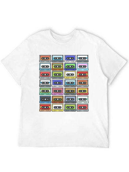 Camiseta Negra con Diseño de Cassettes Retro