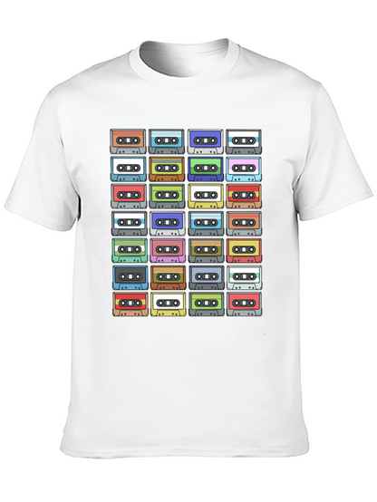 Camiseta Negra con Diseño de Cassettes Retro