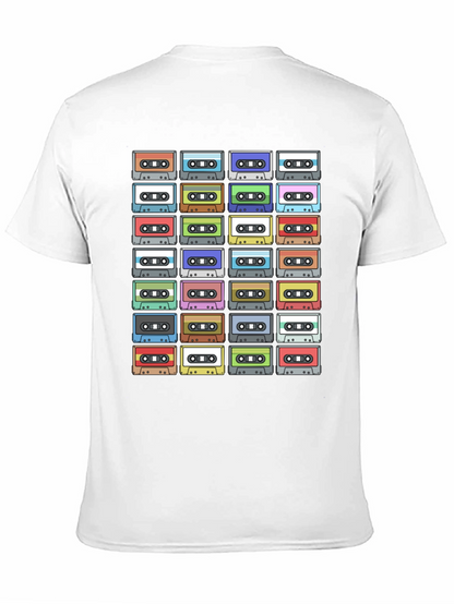 Camiseta Negra con Diseño de Cassettes Retro