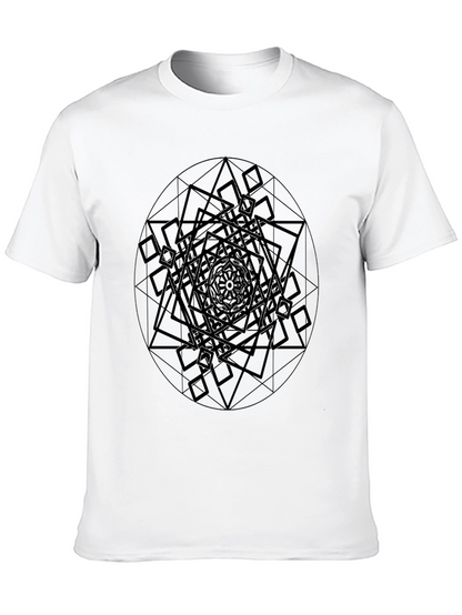 Camiseta Negra Hombre Diseño Geométrico