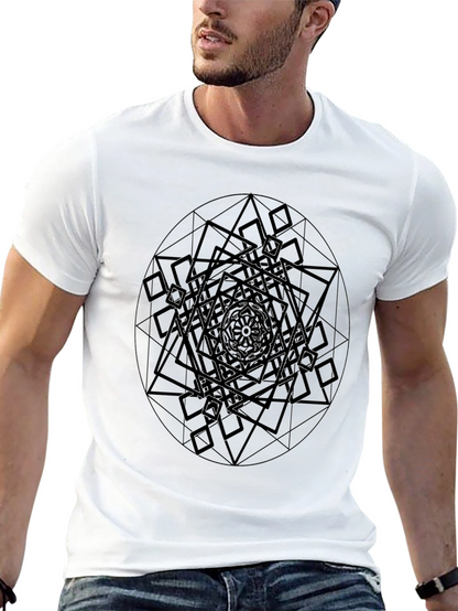 Camiseta Negra Hombre Diseño Geométrico