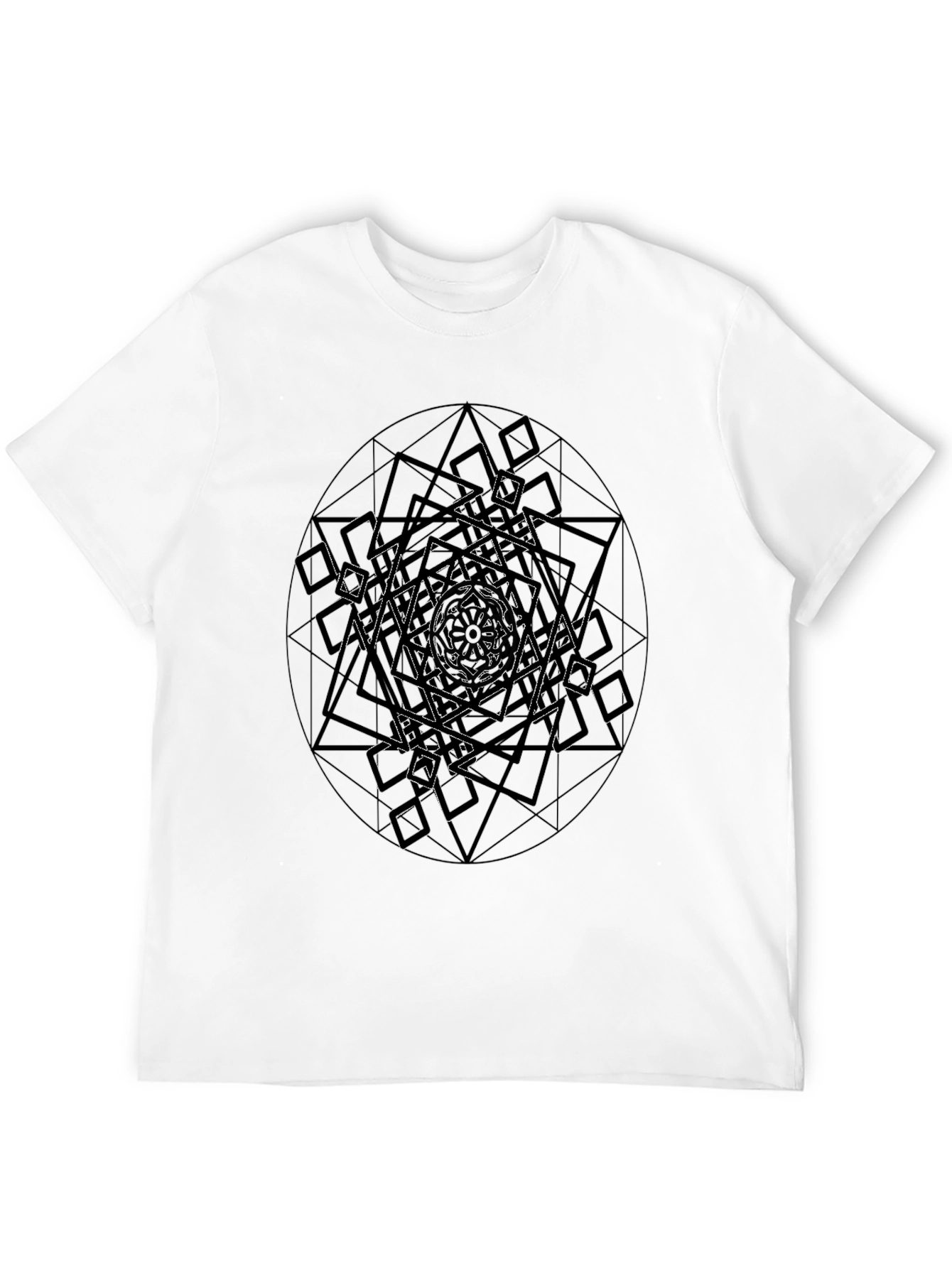 Camiseta Negra Hombre Diseño Geométrico