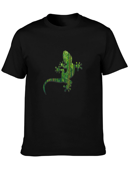 Camiseta Negra con Diseño de Gecko Verde