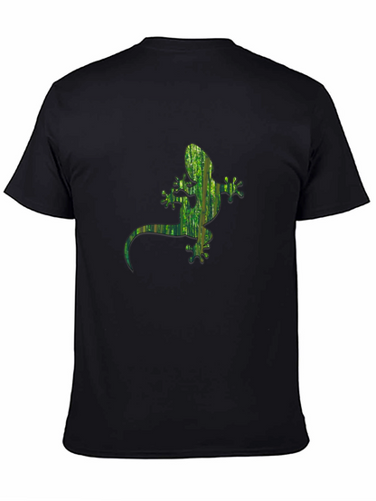 Camiseta Negra con Diseño de Gecko Verde