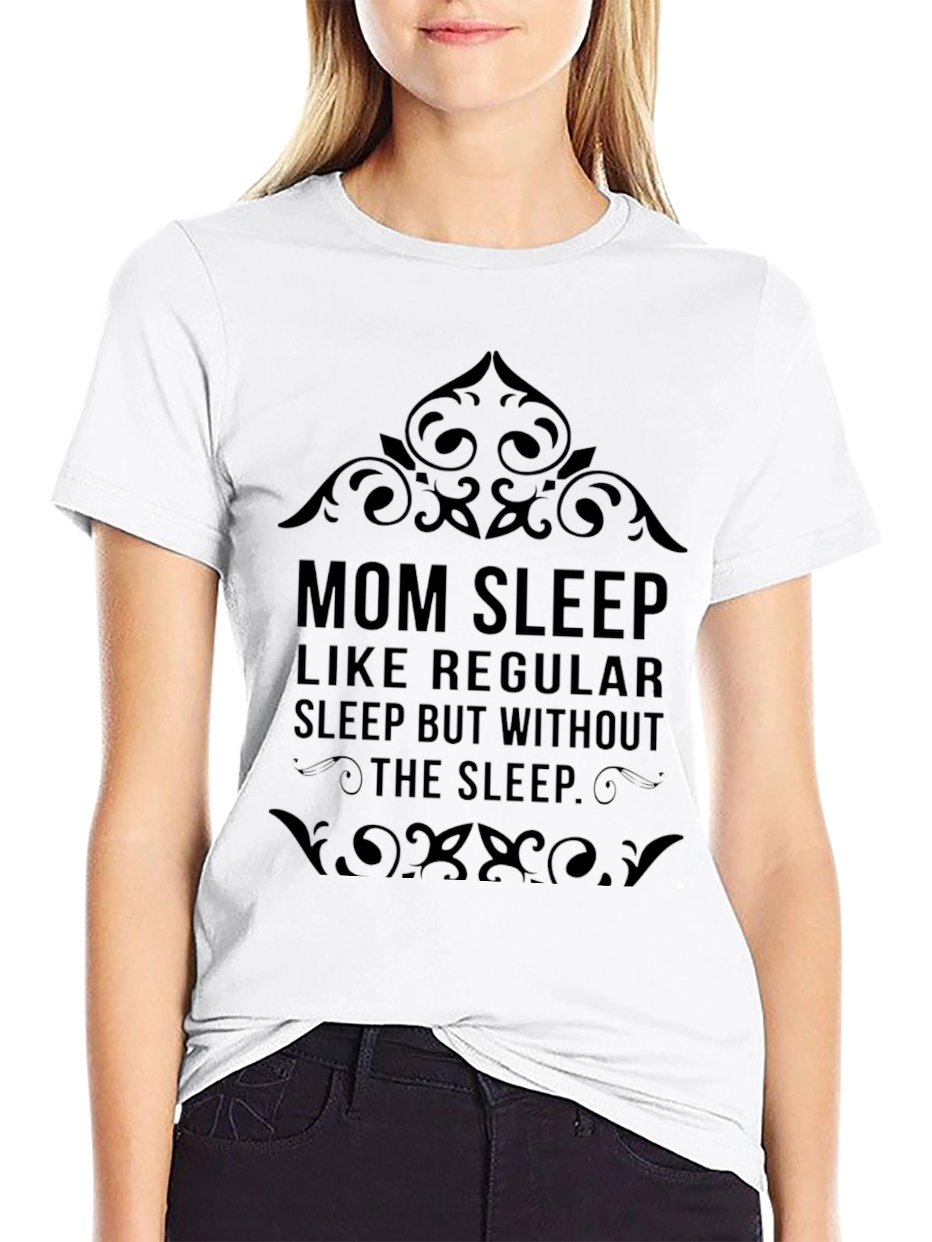 Camiseta Negra: Mom Sleep - Humor para Madres