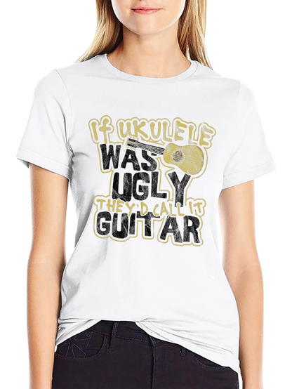 Camiseta Negra Humor Ukulele Guitarra