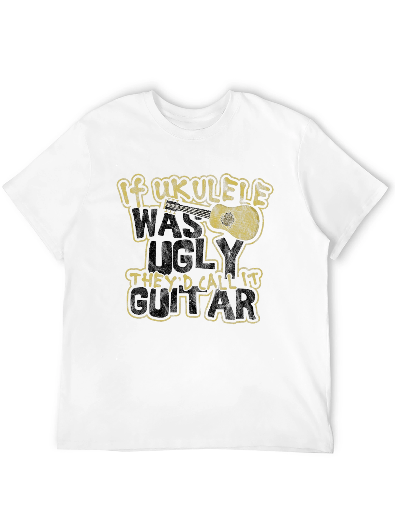 Camiseta Negra Humor Ukulele Guitarra
