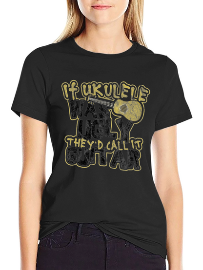 Camiseta Negra Humor Ukulele Guitarra