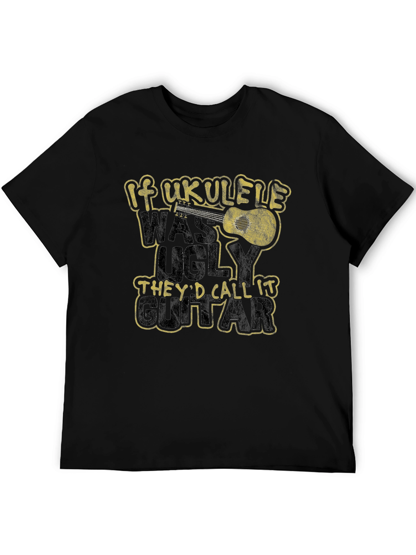 Camiseta Negra Humor Ukulele Guitarra