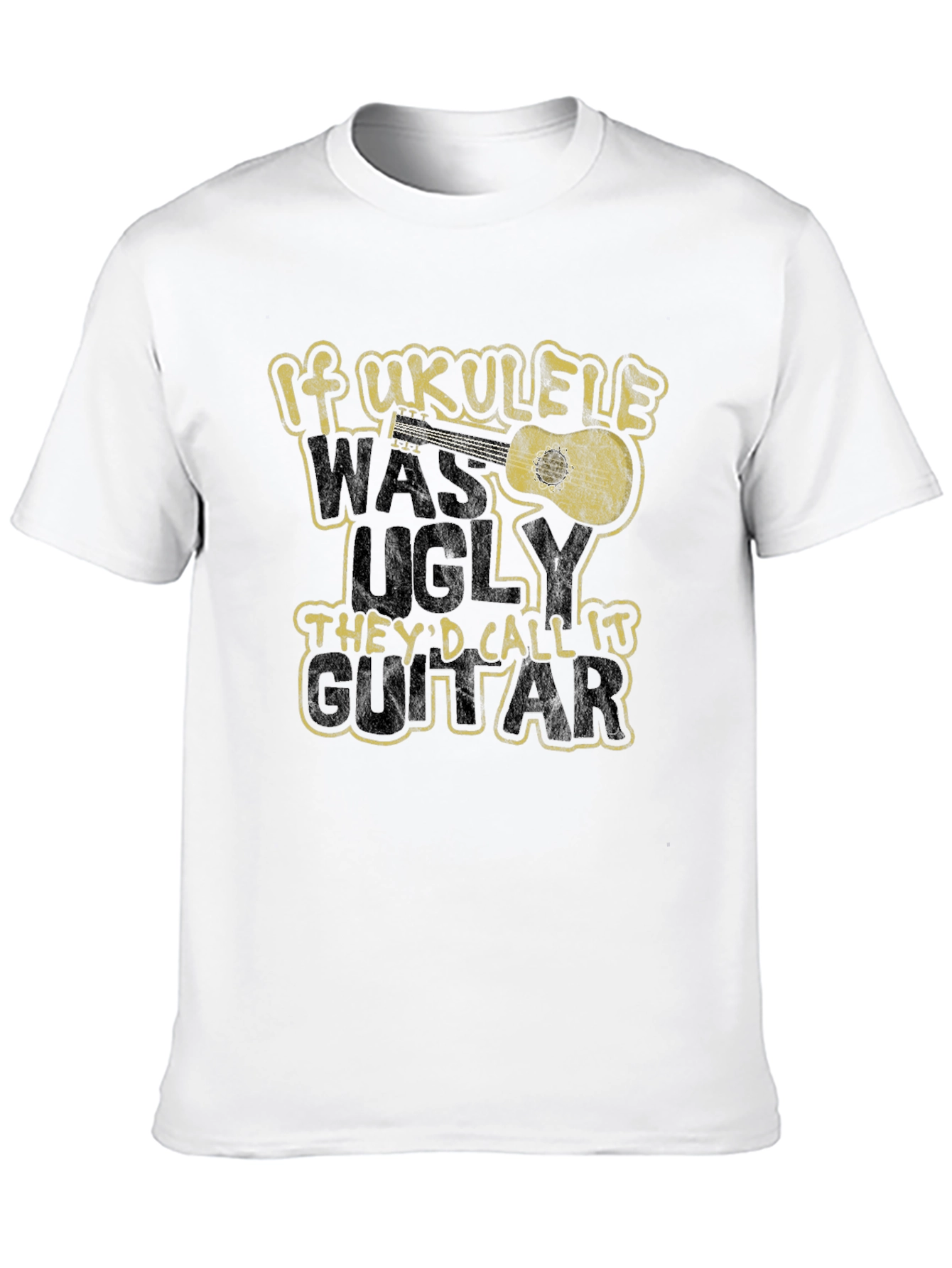Camiseta Negra Humor Ukulele Guitarra