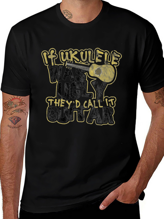Camiseta Negra Humor Ukulele Guitarra