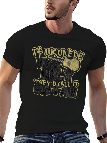 Camiseta Negra Humor Ukulele Guitarra