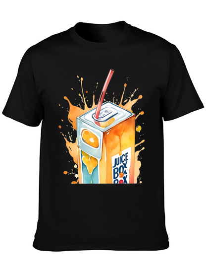 Camiseta Negra con Diseño de Caja de Jugo