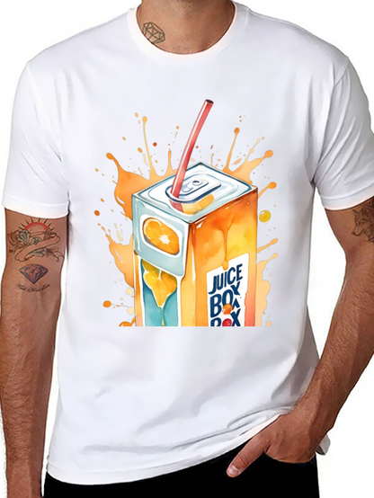 Camiseta Negra con Diseño de Caja de Jugo