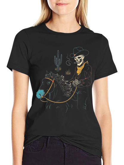 Camiseta Negra Vaquero Esqueleto a Caballo