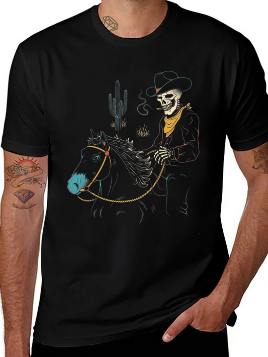 Camiseta Negra Vaquero Esqueleto a Caballo