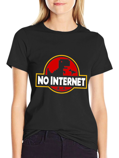 Camiseta Negra Sin Internet con Diseño Retro