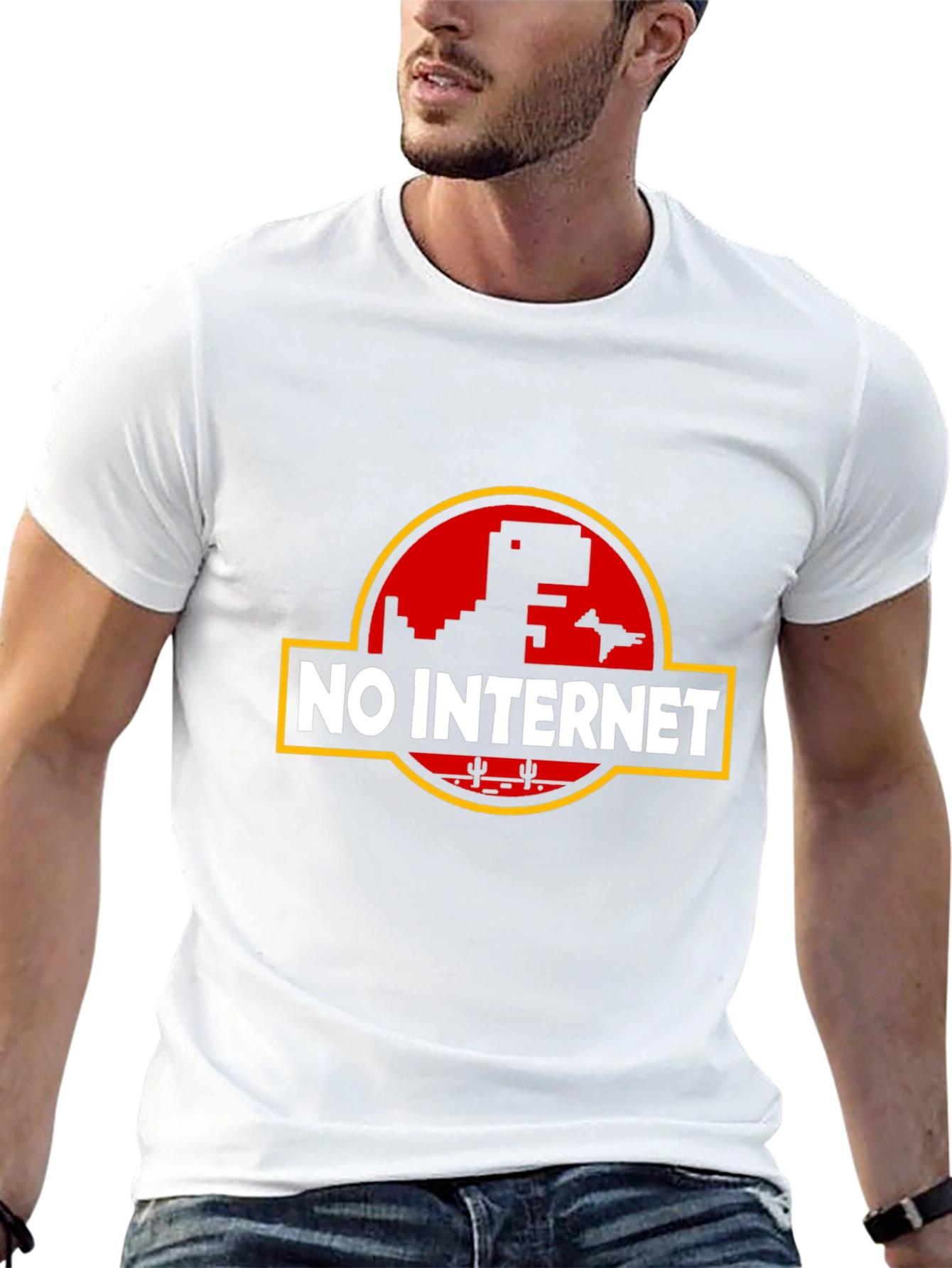 Camiseta Negra Sin Internet con Diseño Retro