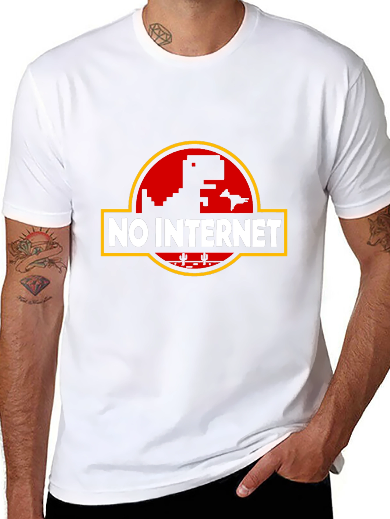 Camiseta Negra Sin Internet con Diseño Retro