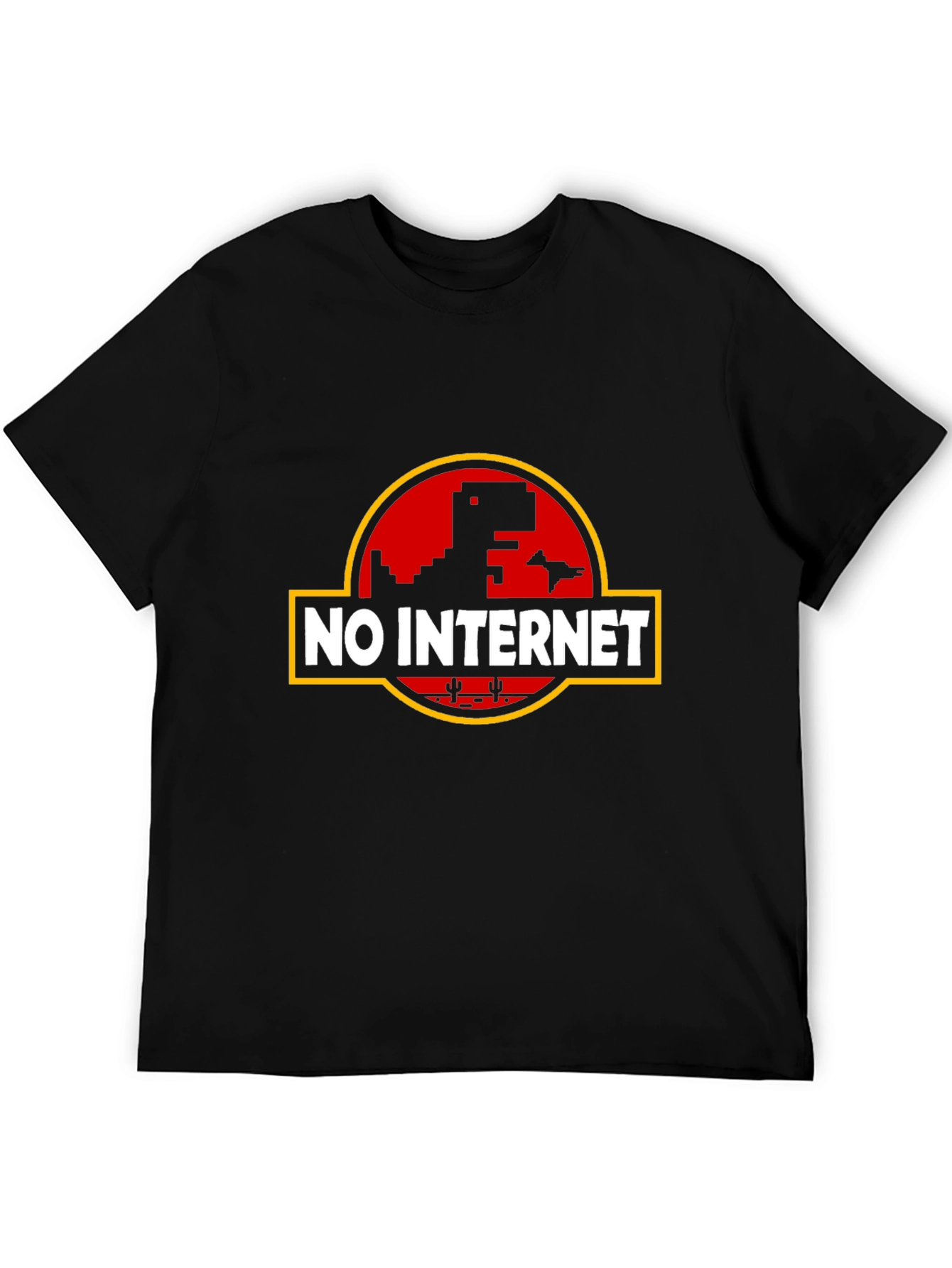 Camiseta Negra Sin Internet con Diseño Retro