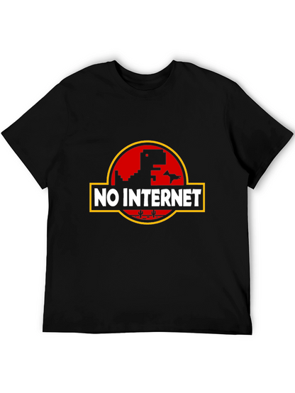 Camiseta Negra Sin Internet con Diseño Retro