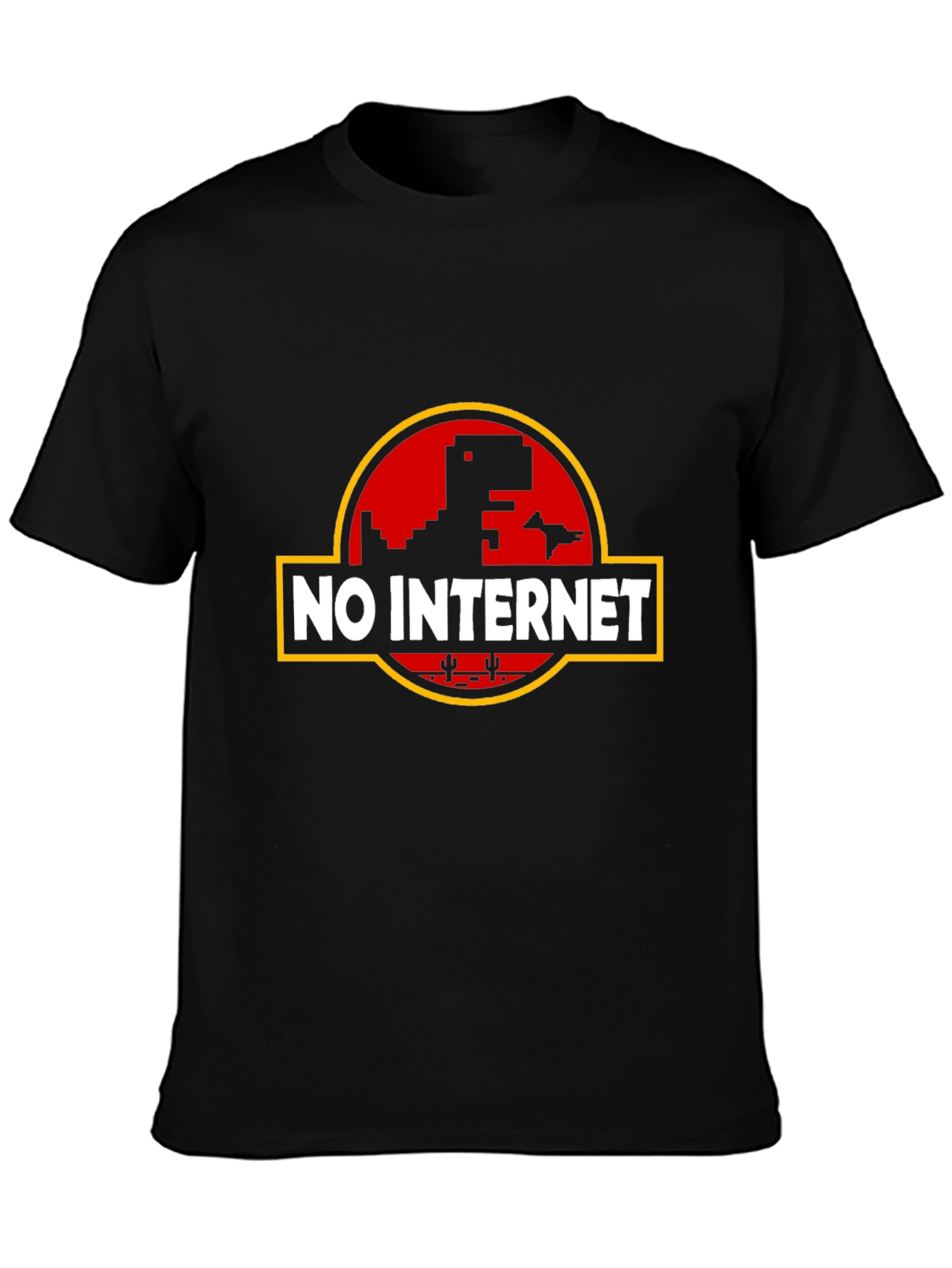 Camiseta Negra Sin Internet con Diseño Retro