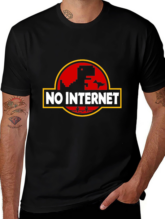 Camiseta Negra Sin Internet con Diseño Retro