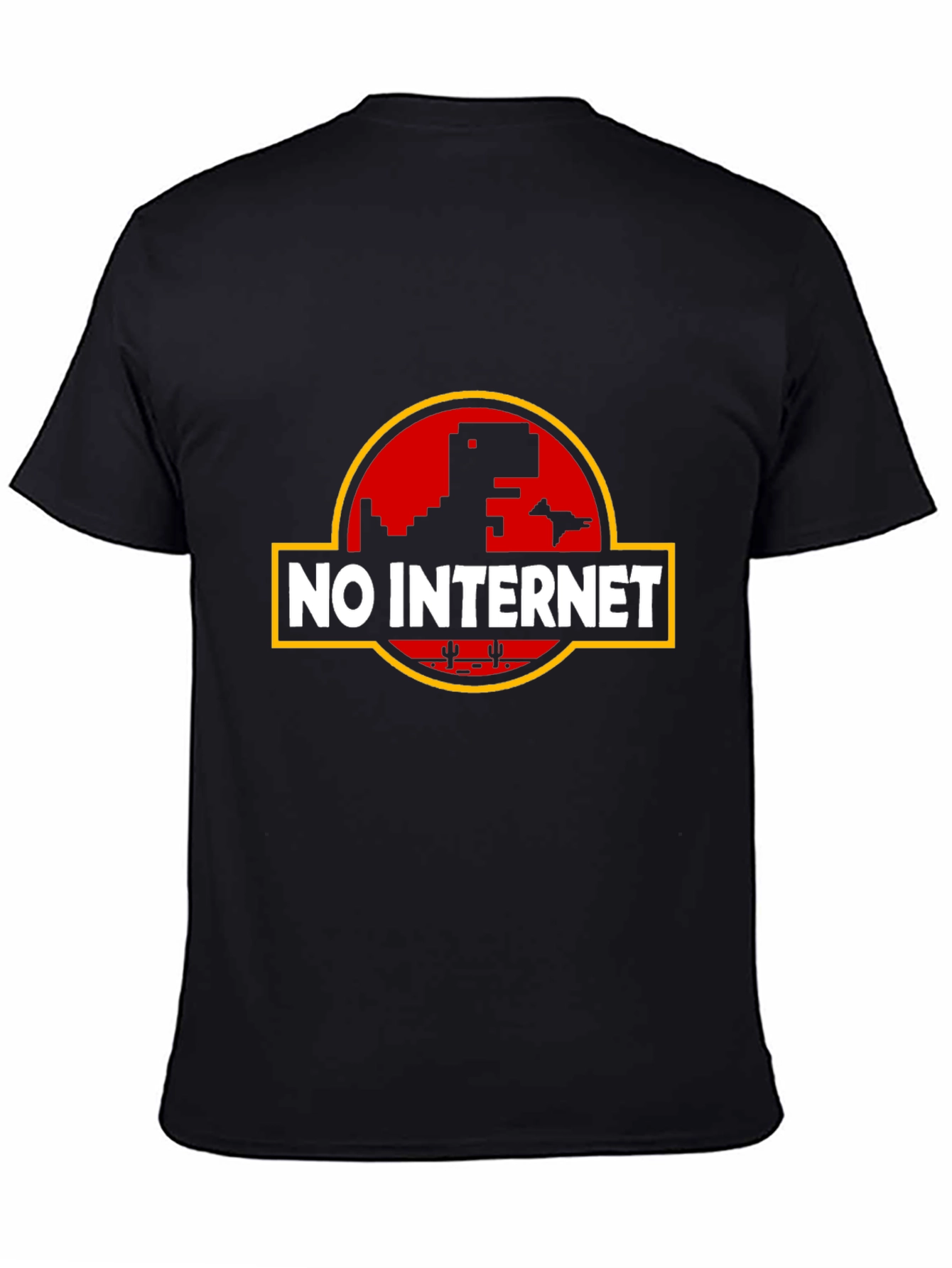 Camiseta Negra Sin Internet con Diseño Retro