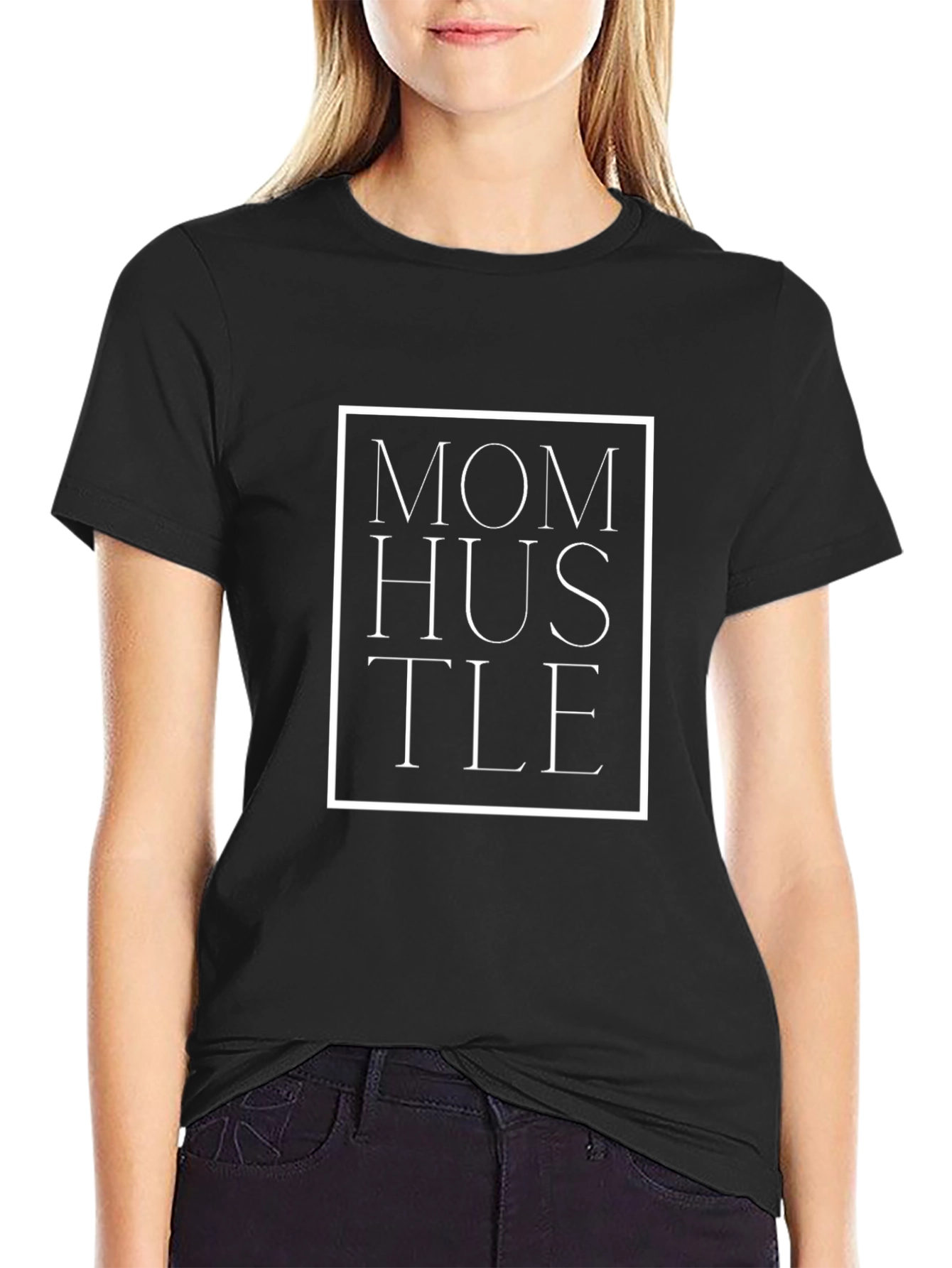 Camiseta Negra Mom Hustle - Estilo Casual y Moderno