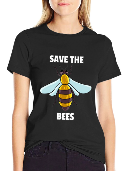 Camiseta Negra Save The Bees con Diseño de Abeja