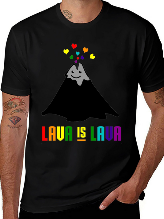 Camiseta Negra Lava is Lava con Volcán de Corazones