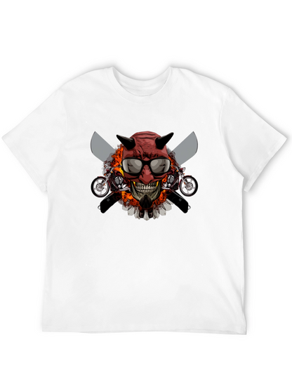 Camiseta Negra con Diseño de Calavera Motera