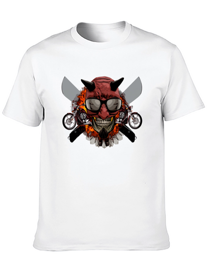 Camiseta Negra con Diseño de Calavera Motera