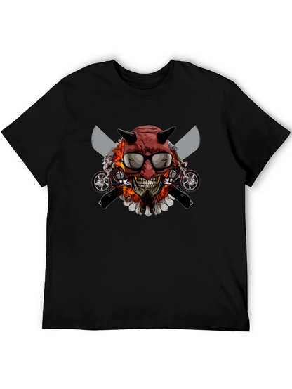 Camiseta Negra con Diseño de Calavera Motera