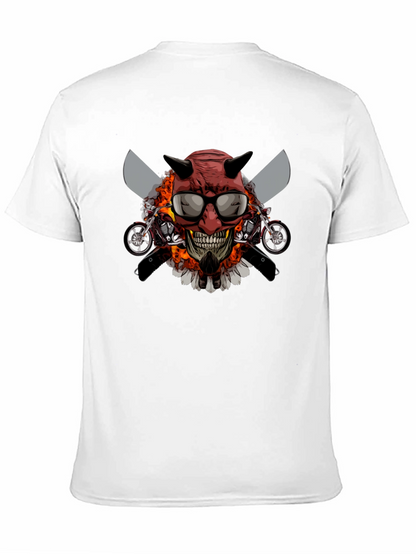 Camiseta Negra con Diseño de Calavera Motera
